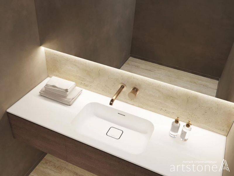 Готовая столешница для ванны из кварца